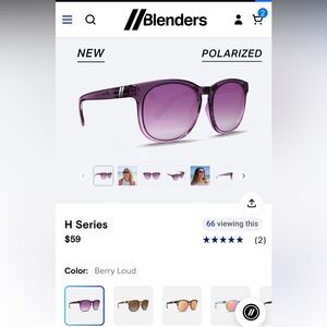 Blenders H Series Purple Gradient Sunglasses NWT